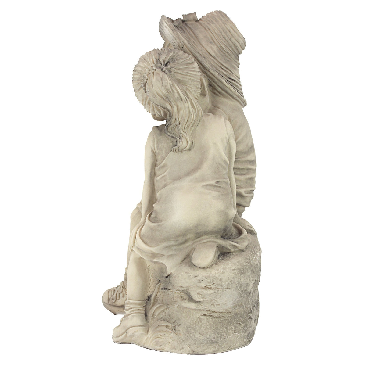 Design Toscano Kissing Kids Boy and Girl Garden Decor Statue, 35.5 cm, Polyresin, Antique Stone