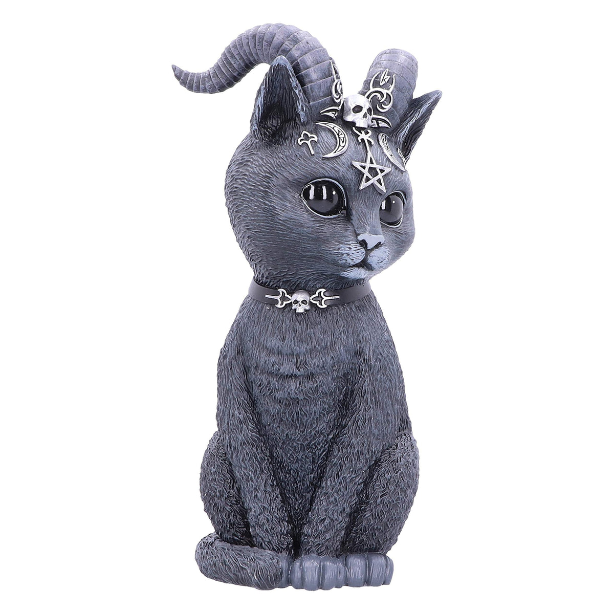 Nemesis Now Large Pawzuph Horned Occult Cat Figurine, Black, 26.5cm