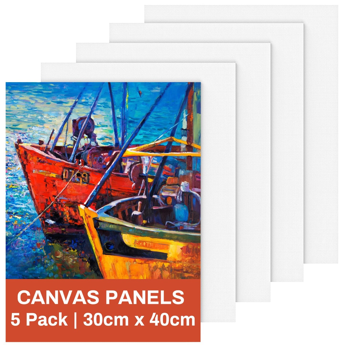 Canvas for Painting 30X40cm, 5 Packs Blank Canvas Board Cotton Acid-Free for Acrylic Paint, Oil Paint & Wet Water Art Media, Hobby Painters and