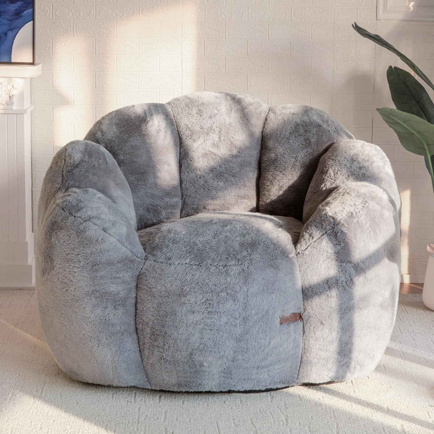 MAXYOYO Floral Shaped Bean Bag Sofa, Includes Filling, Faux Fur Fabric