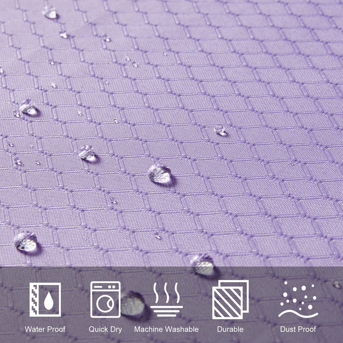 Furlinic Shower Curtain Mould Proof Resistantand Waterproof Bath Curtains Purple 180x180cm Waffle Polyester Fabric Washable for Bathroom with Hooks