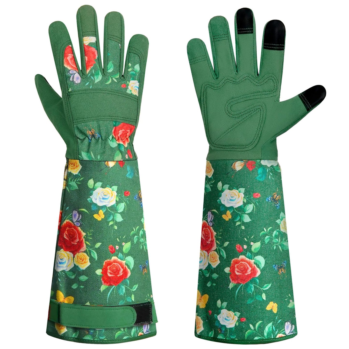 DLY Gardening-Gloves-for-Women, Breathable and Comfortable Long-Leather-Garden-Gloves, Rose/Blackberry Pruning Heavy Duty Gardening Work Gauntlet with
