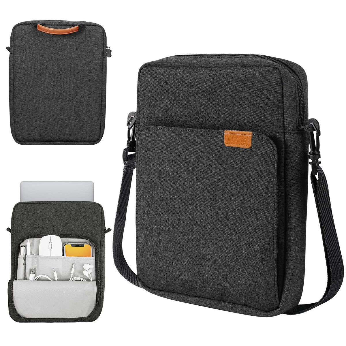 TiMOVO 9-11 Inch Tablet Sleeve Bag with Shoulder Strap for iPad 11-inch A16 2025, iPad 10th Gen. 10.9"/10.2", Galaxy Tab A9+/A11Plus 11", Black & Grey