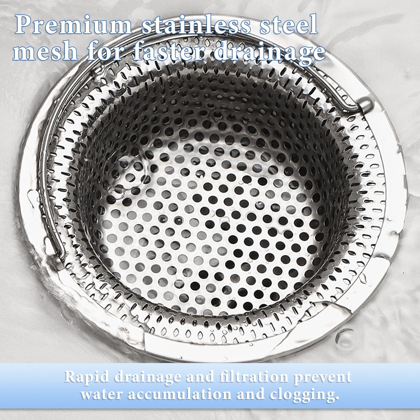 Kitchen Sink Strainer - ShiningUU 2 Pack Sink Strainer Basket Stainless Steel Drain Protector & Hair Catcher | Fits Kitchen, Bathroom, Shower Drain