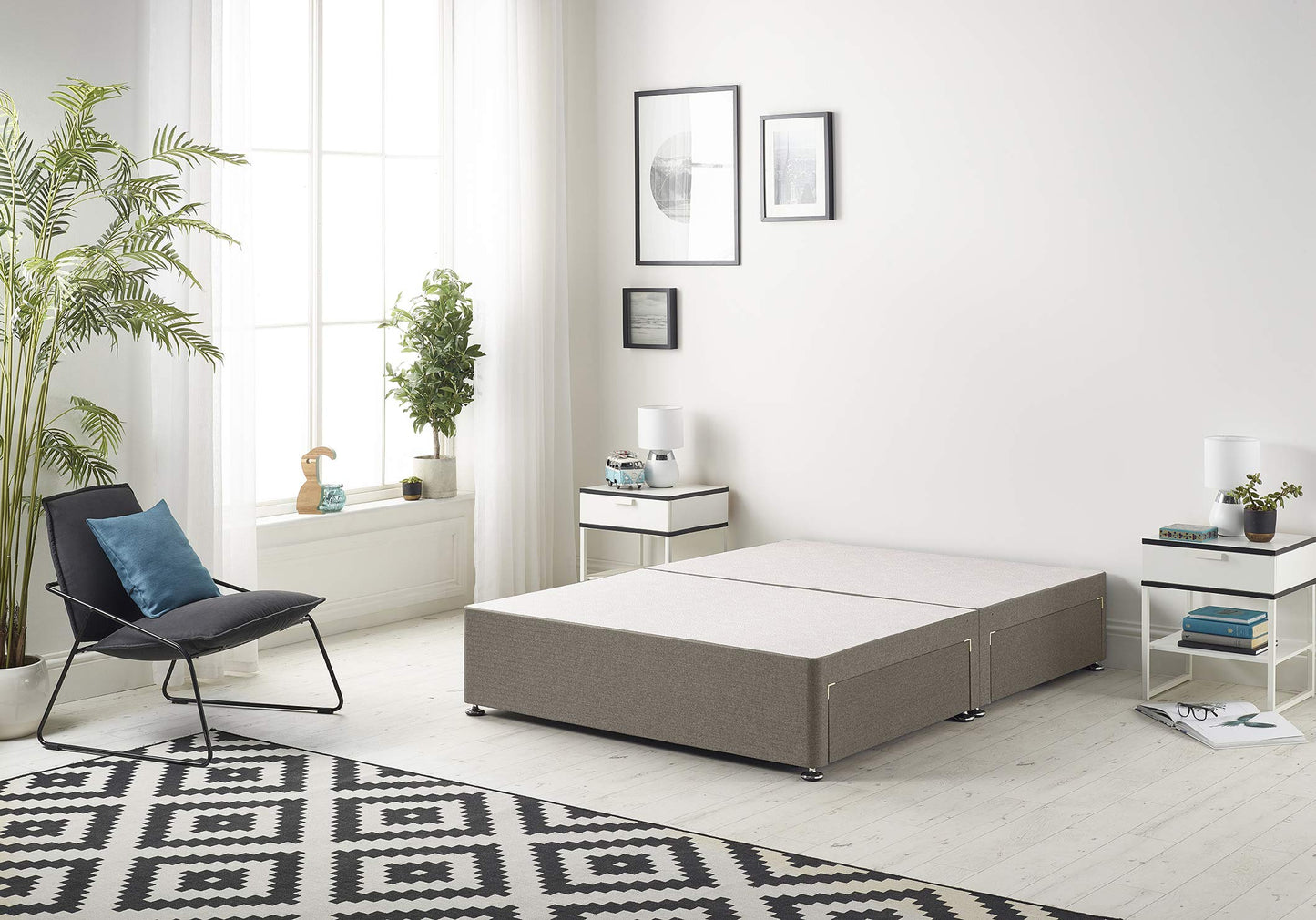 Bed Centre Flexby Divan Base Only with No Drawers and No Headboard - Available in 3ft,4ft,5ft and 6ft- Fabric (3FT Single, Tweed Coffee Fabric)
