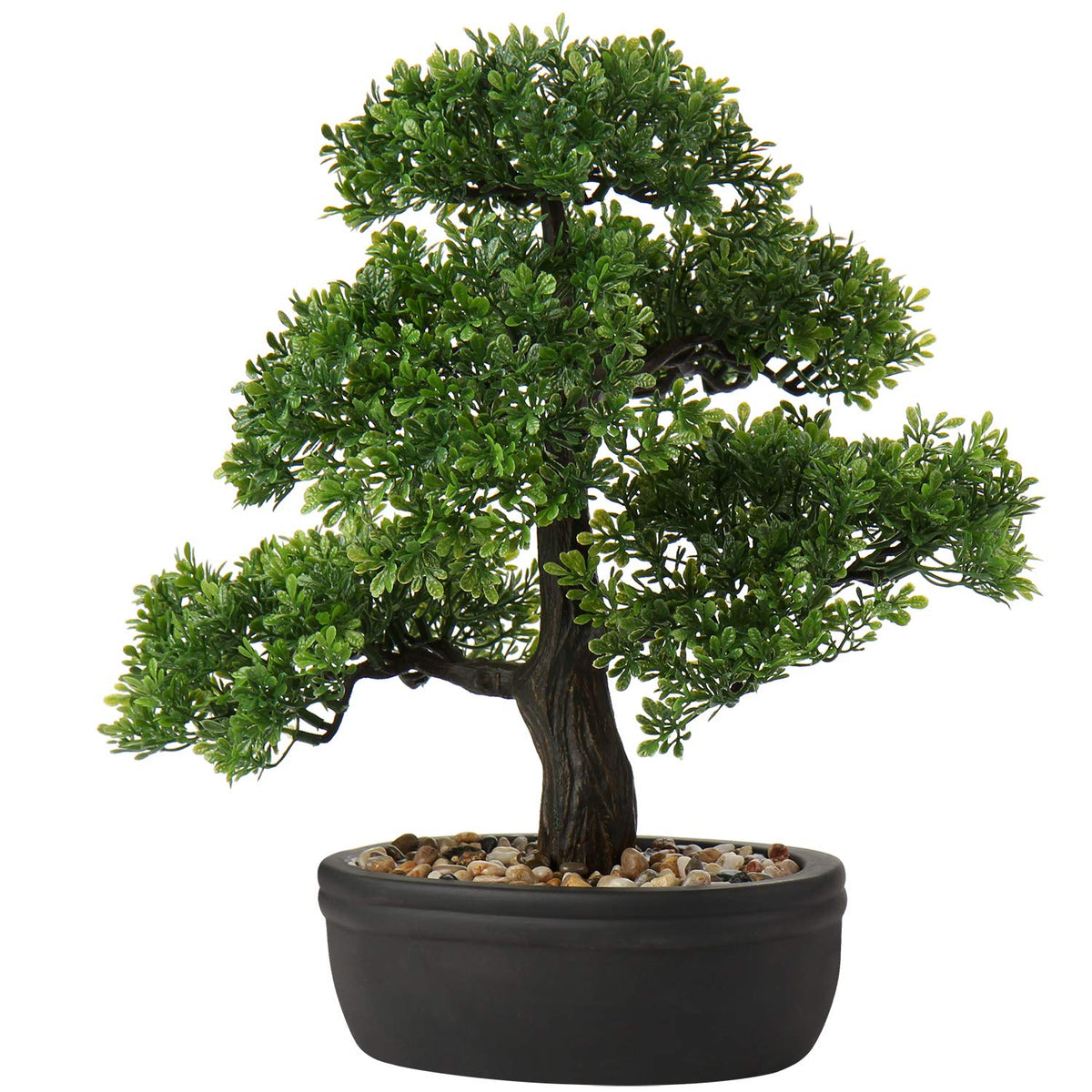 Briful 14.1" Artificial Bonsai Tree Fake Plant Japanese Bonsai Decoration Potted Faux Pine Plants Bonsai Cedar Tree for Indoor/Outdoor Home Office