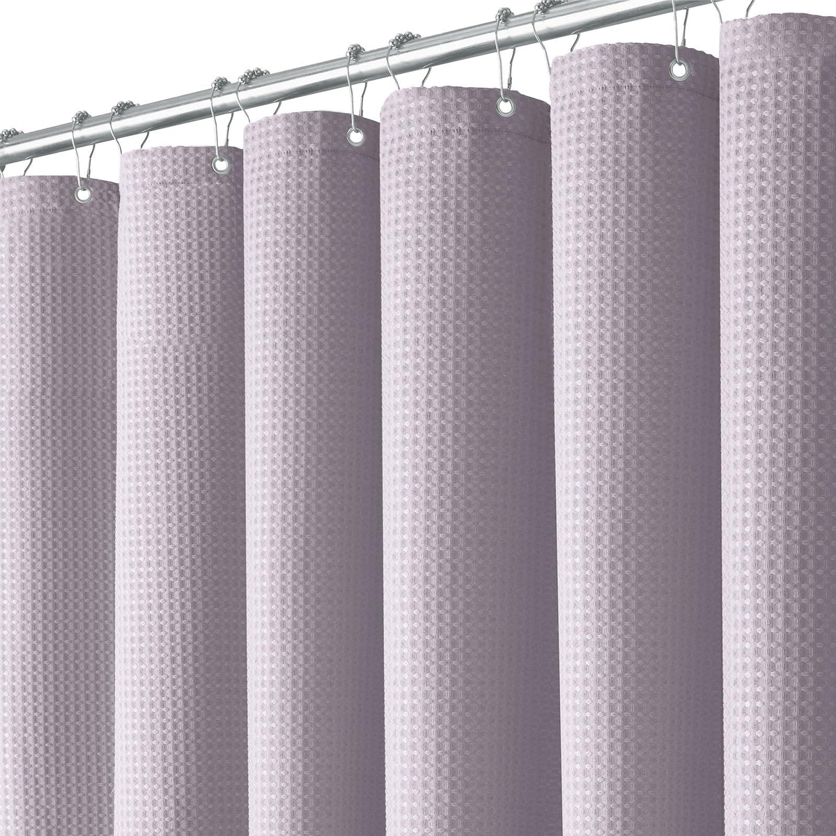 BTTN 182 x 200cm Long Waffle Shower Curtain, Extra Long Mould Proof Resistant Heavy Duty Fabric Wet room Bath Curtains, Waterproof Weighted Cloth