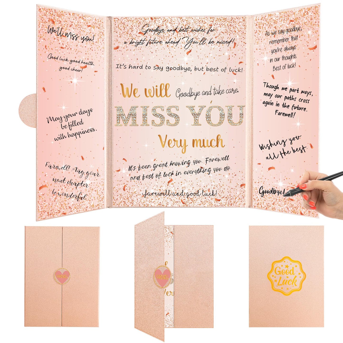 Farewell Guest Book Rose Gold Farewell Gifts for Coworkers Friends We Will Miss You Signing Guestbook Alternative Retirement Going Away Signature Sign