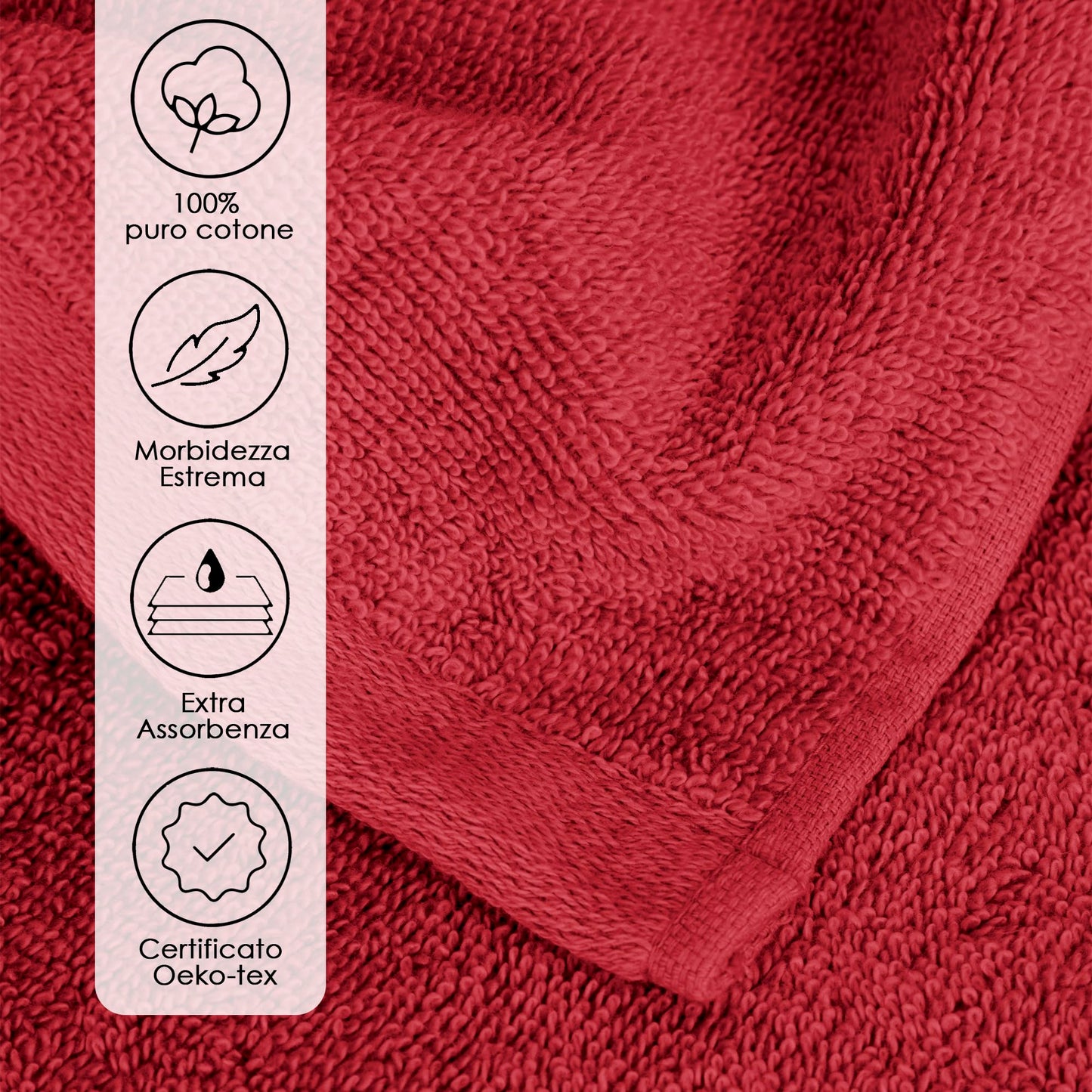 Ruggeri 4 Piece Guest Towel Set, 40x50 cm, Soft Cotton, Red