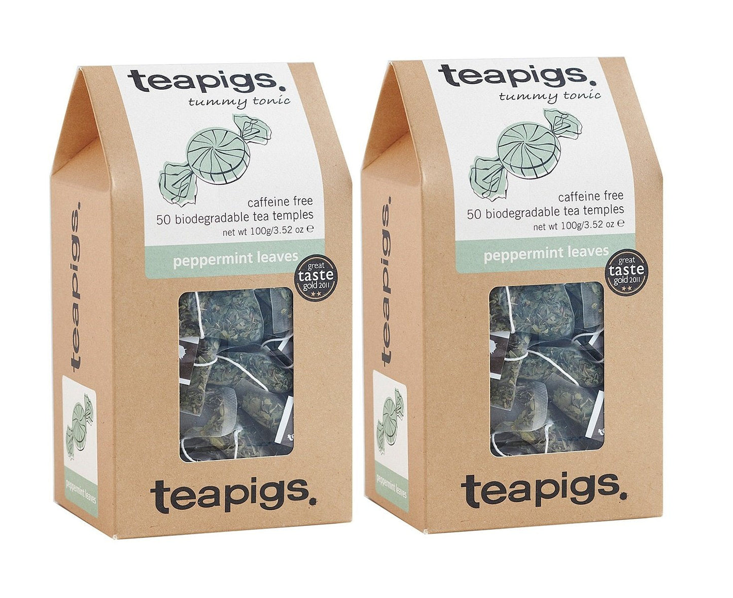 Teapigs Peppermint Leaves Tea 50 Temples (Pack of 2 - 100 Temples)