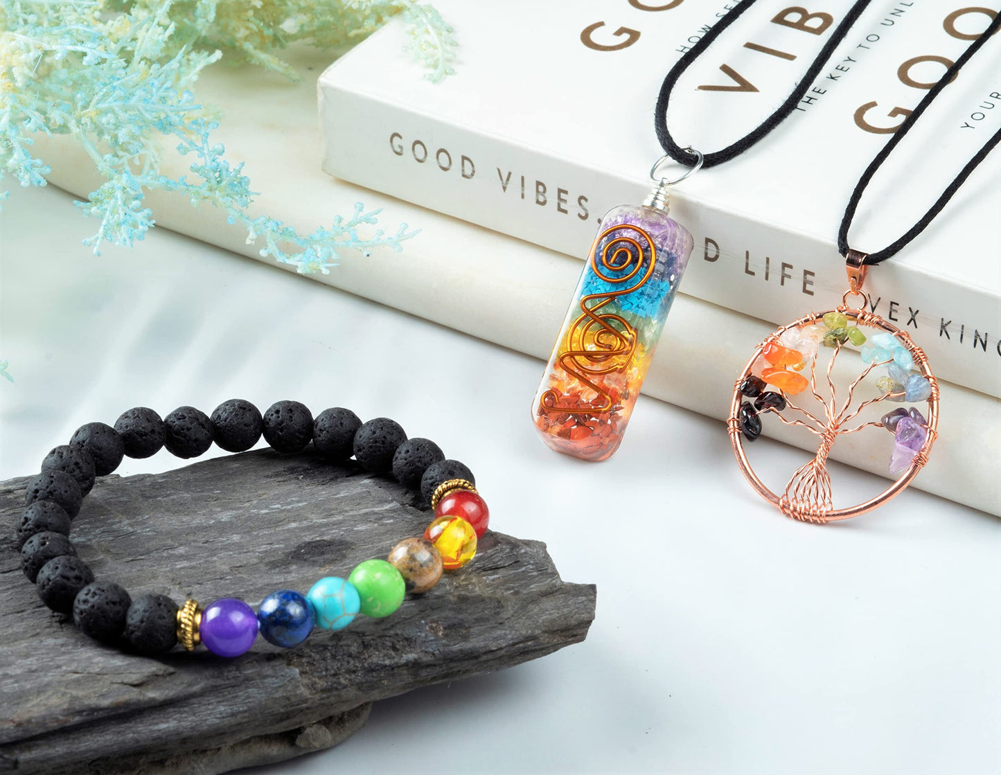 Seven Chakra Tree of Life - Crystal Tree for Positive Energy - Tree of Life Decor - Feng Shui Tree Decor - 7 Chakra Tree, Money Tree Bonsai - Stone