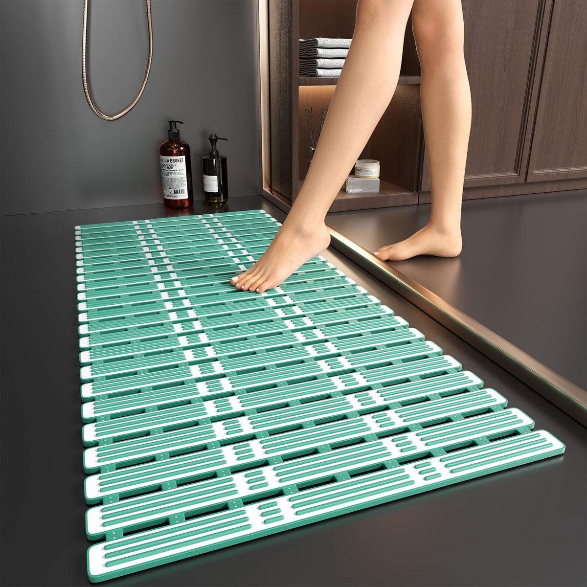 XIYUNTE Large Shower Mat Non Slip Anti Mould for Elderly - 90x40cm Bathtub Mats Non Slip Shower Mats for Inside Shower, Rubber Anti Slip Shower Mat