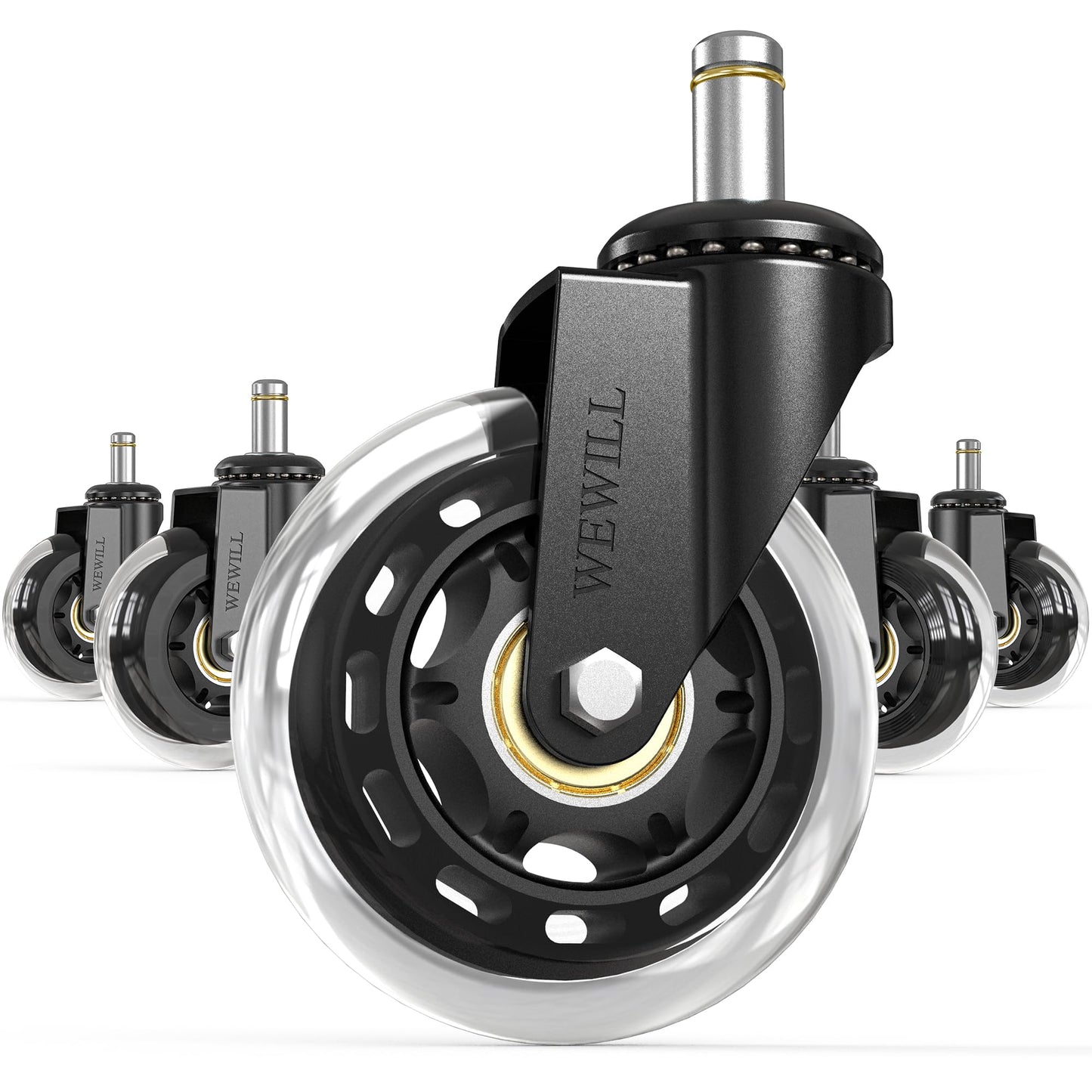 WEWILL Chair Casters Set Floor Wheels Swivel Wheels for Office Chair Hard Universal Compatible with Different Seats (10x22mm)