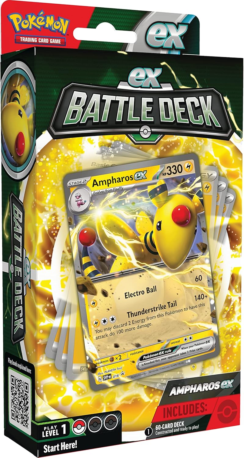 Pokémon TCG: Ampharos ex Battle Deck (Ready-to-Play 60-Card Deck), new but open/scruffy box