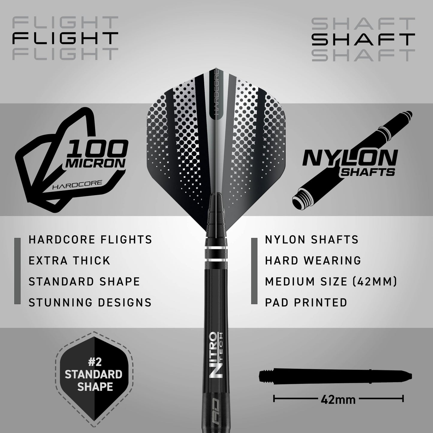 RED DRAGON Razor Edge Black 20g - Tungsten professional steel tip darts set with Dart Flights and Dart Shafts (stems)