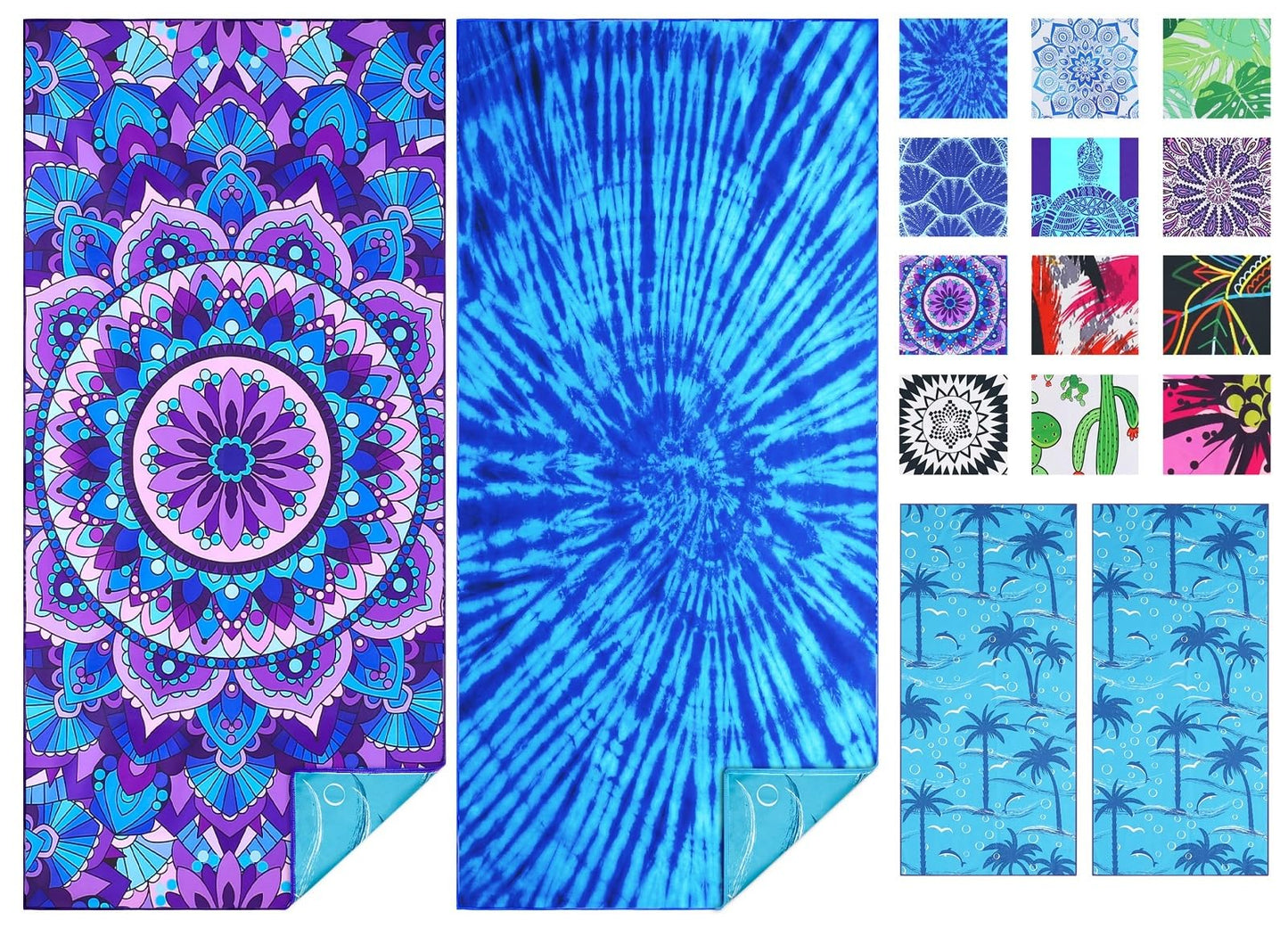 Haleey 2 Pack Microfiber Lightweight Beach Towel 180x80 Extra Large Thin Sand Free Towels Travel Swim Pool Yoga Gym Camping for Adults Beach