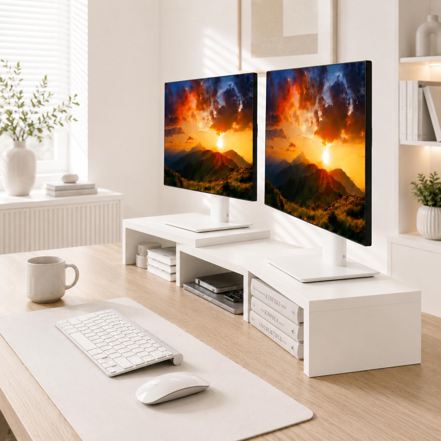 ComfortCove Dual Monitor Stand Riser, Monitor Stand, White
