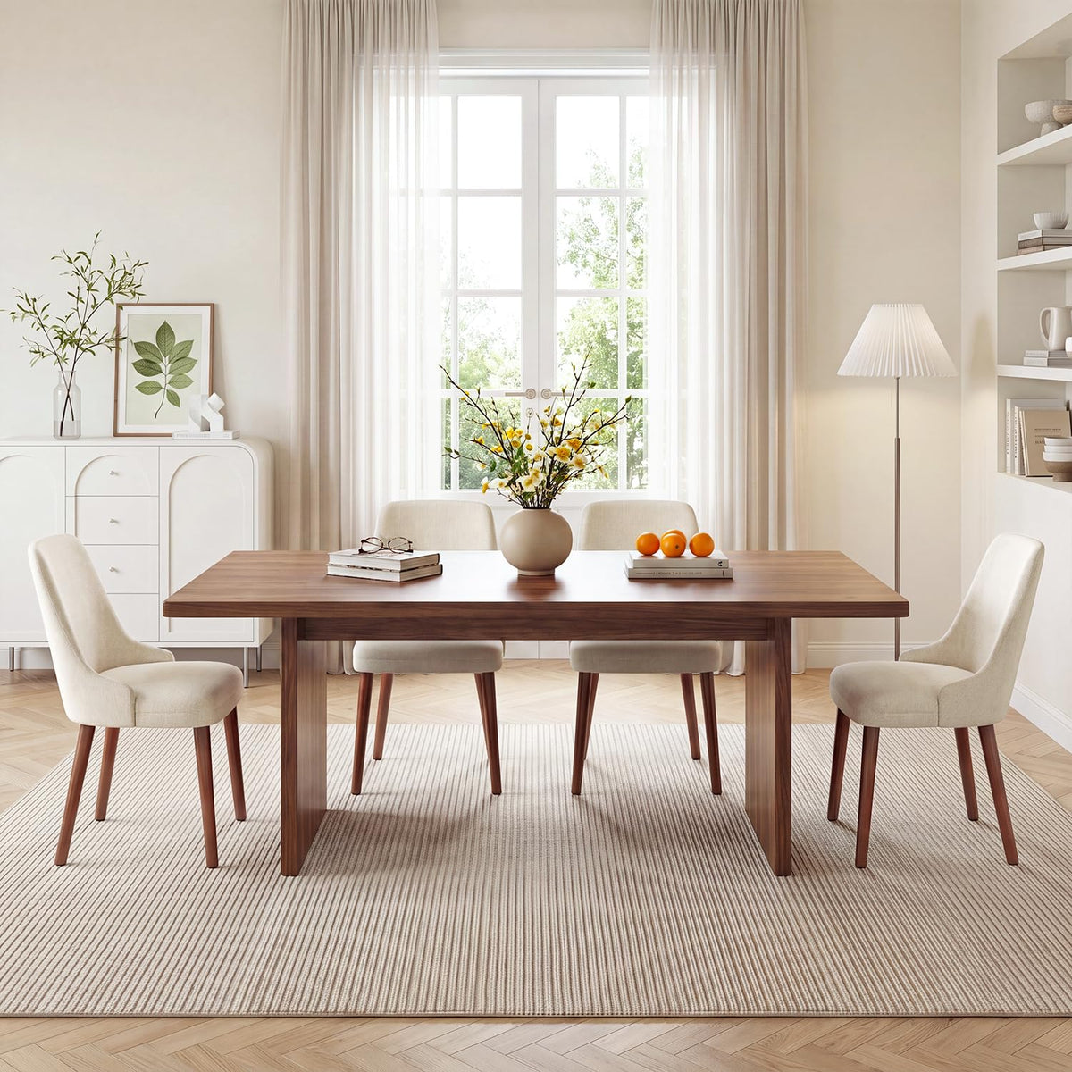 Dining Chairs Set of 4, Upholstered Dining Room Chairs with Ergonomic High Back, Thick Padded Seat, Skin-Friendly Fabric