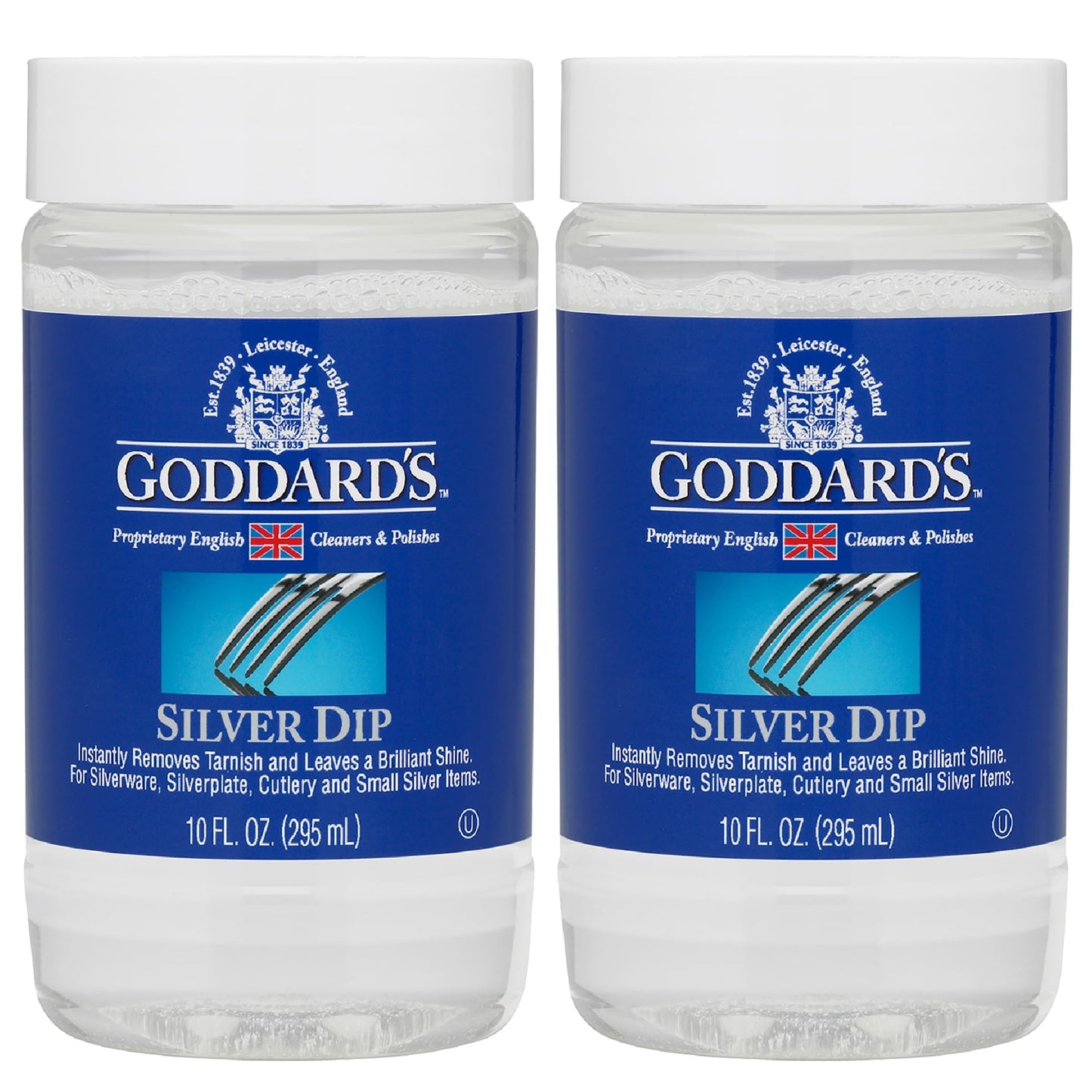Goddard's Silver Dip Cleaner 2 Pack (295ml Each) ? Instantly Removes Tarnish ? Cleans, Shines & Protects ? Silver Dip for Silverware, Cutlery,