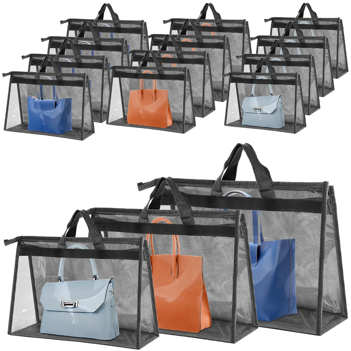Incisite 12 Pcs Dust Bags for Handbags, Purse Protector Storage Bag, Gray