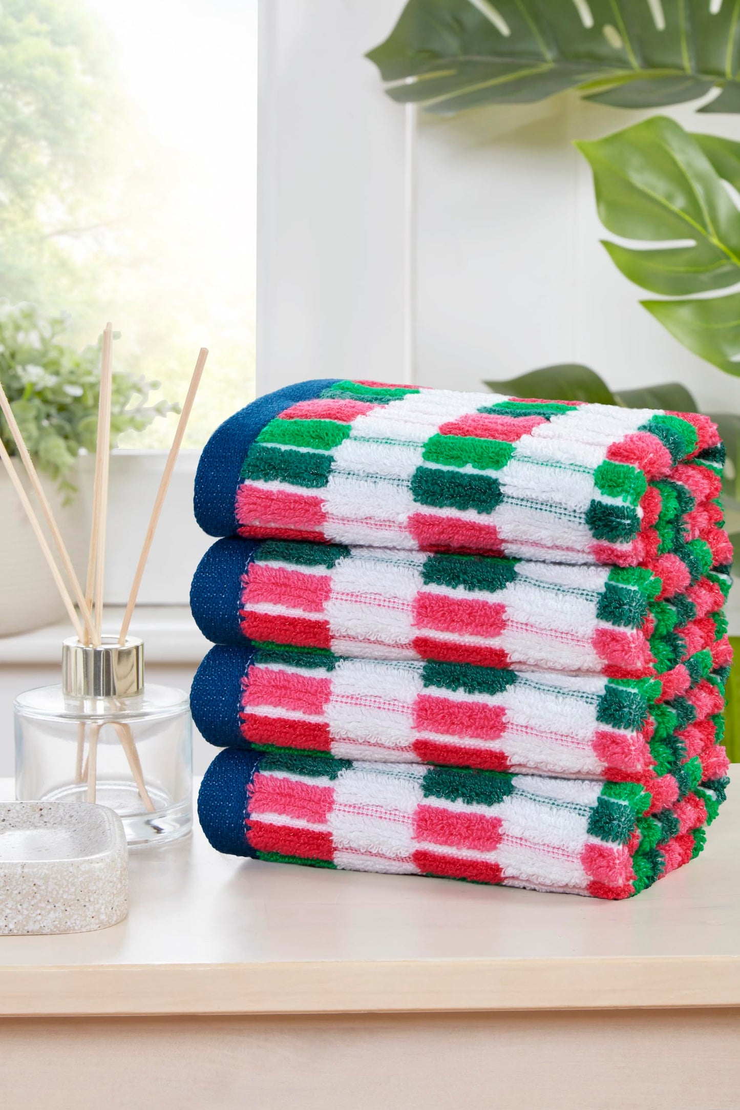 Rapport Home Santa Cruz Face Towels 2 Pack | Multi | 30x30cm | Luxurious 500GSM 100% Cotton | Oeko-Tex Certified Soft & Absorbent Face Cloths