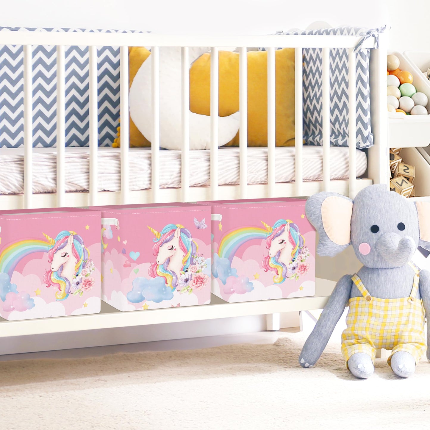 Clastyle 3 pcs Unicorn Cube Storage Boxes for Shelves Kallax Boxes