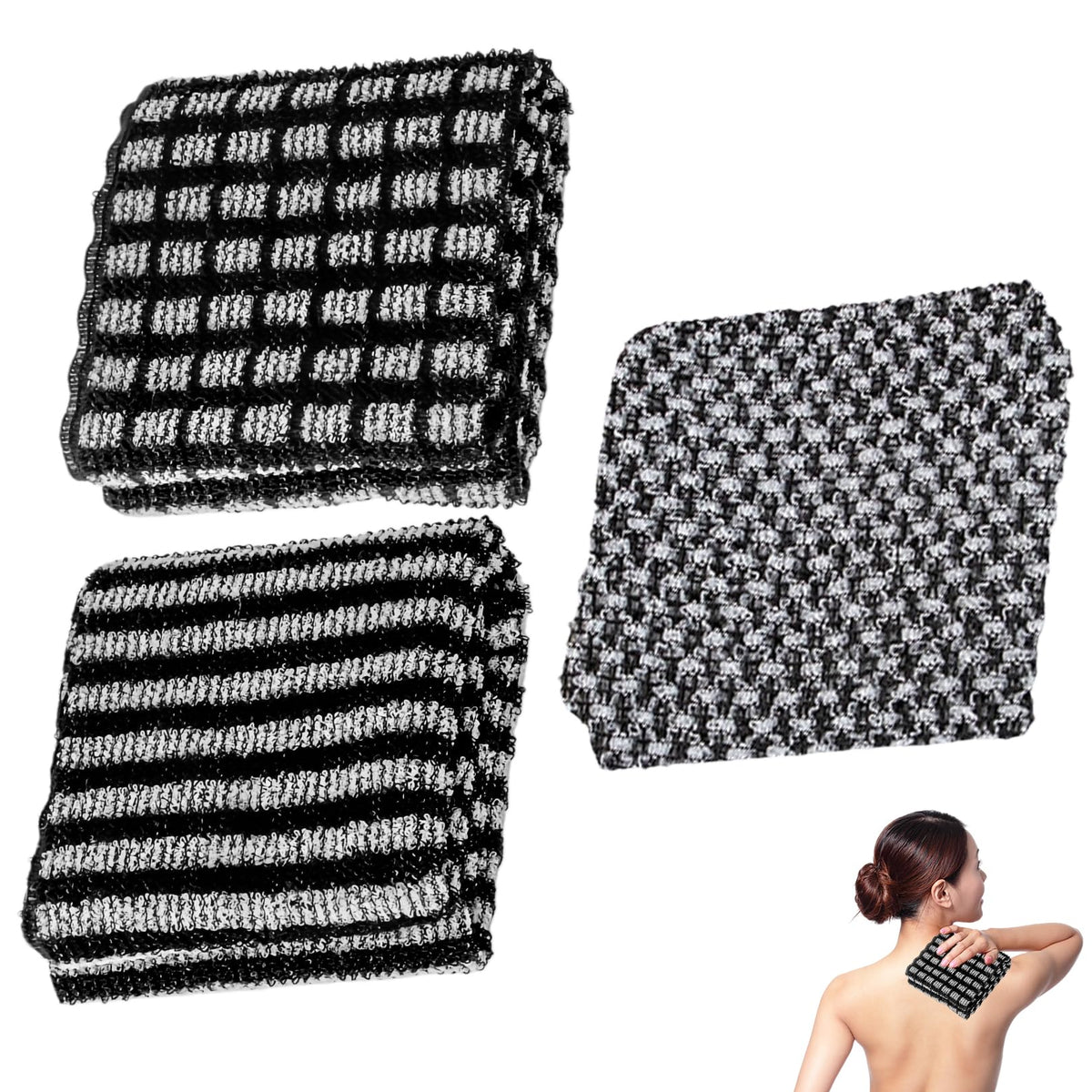 3Pcs Exfoliating Towel, Exfoliating Antibacterial Shower Towel, Japanese Washcloth Exfoliating Towels for Men Women