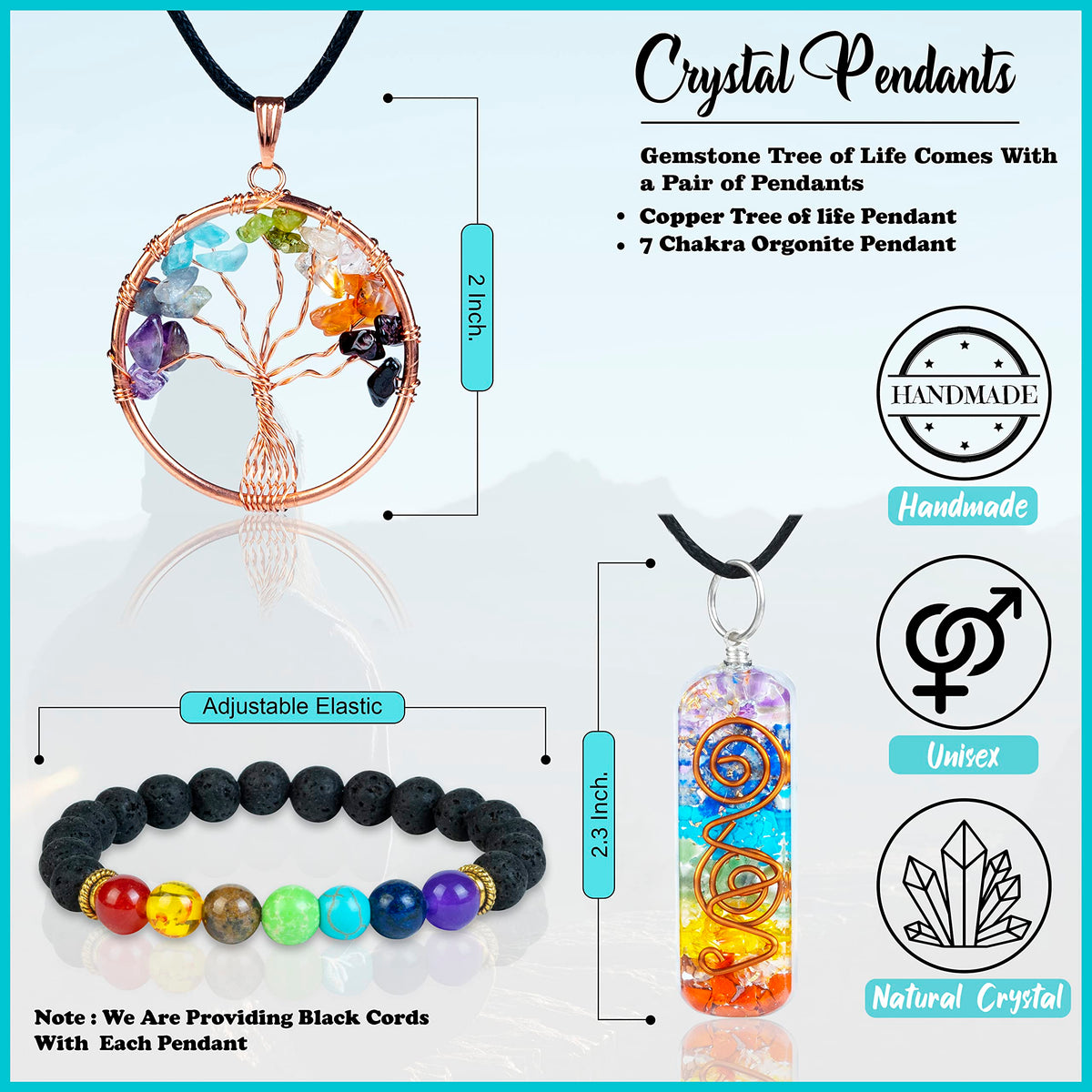 Seven Chakra Tree of Life - Crystal Tree for Positive Energy - Tree of Life Decor - Feng Shui Tree Decor - 7 Chakra Tree, Money Tree Bonsai - Stone