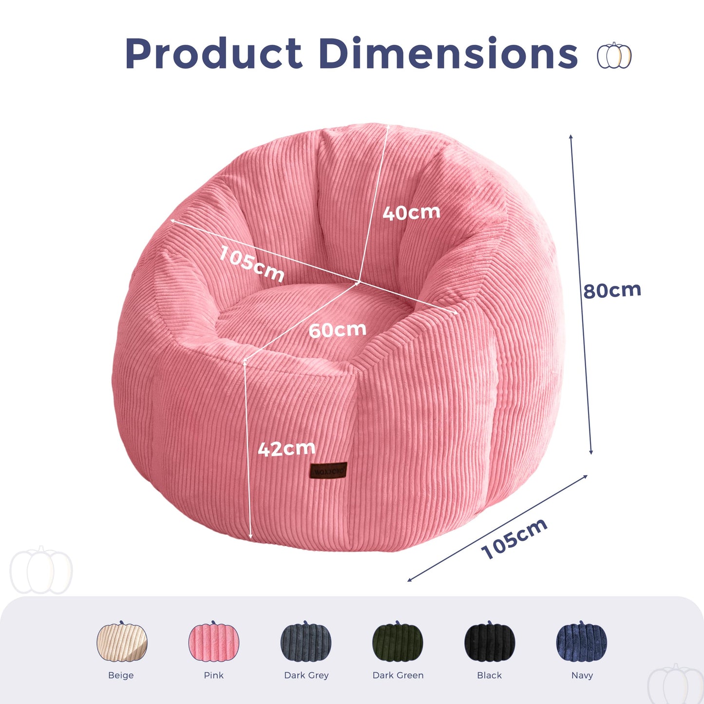 MAXYOYO Bean Bag Chair,Pumpkin Shaped Bean Bag Sofa Includes Filling,Comfy Corduroy Beanbag Sofa for Living Room Bedroom