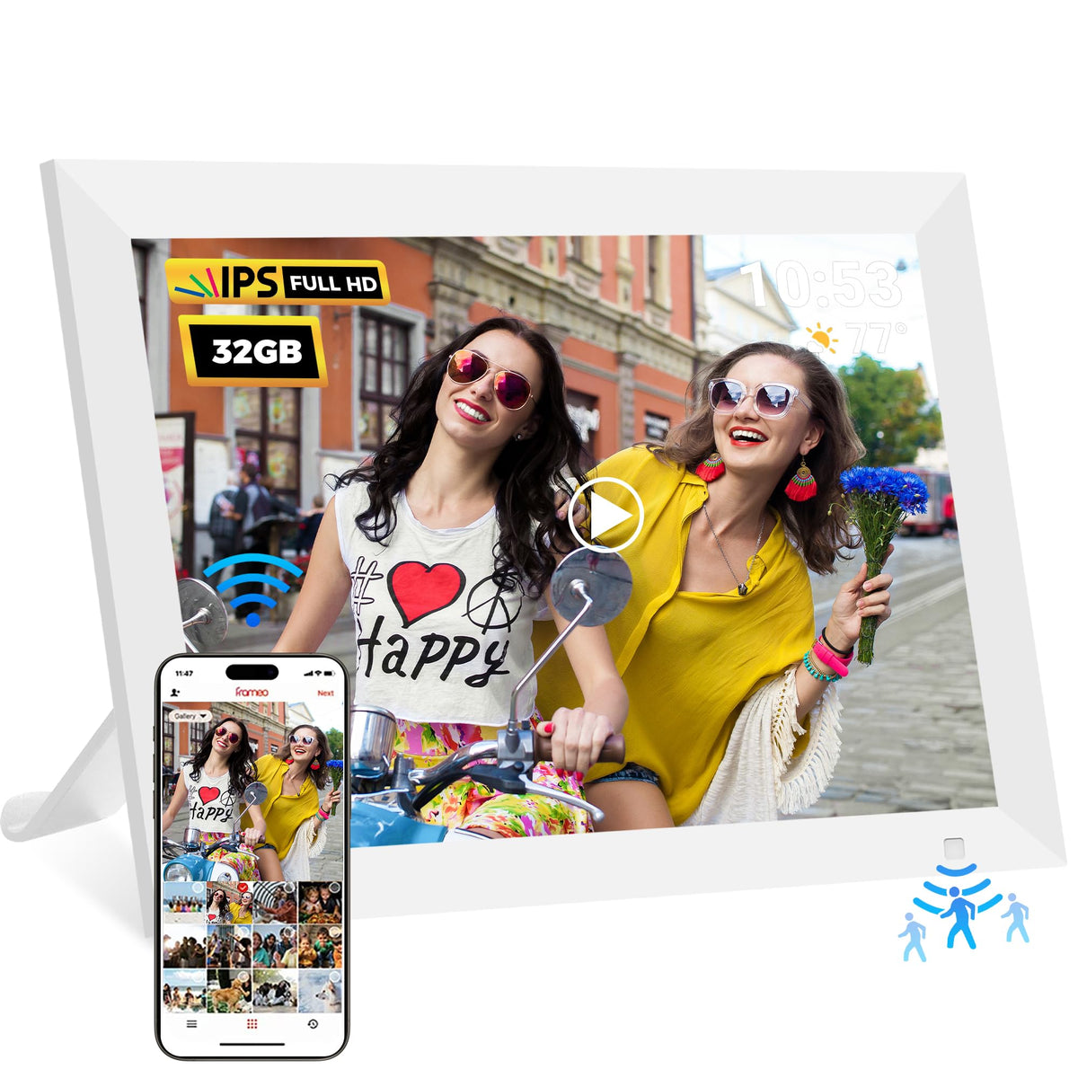 REUMAR 32GB WiFi Digital Photo Frame,10.1 Inch Digital Picture Frame,HD IPS LCD Touchscreen,Motion Sensor,Auto-Rotate,Quick and Easy Share Photos or