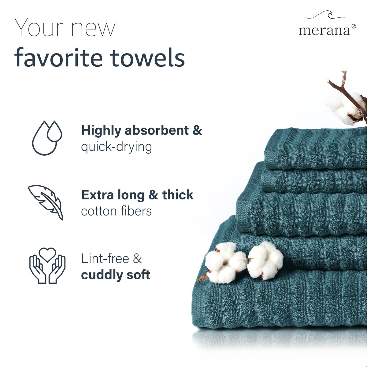 Merana OSLO towel set | quick-drying, soft & lint-free | terry luxury quality | 100% cotton terry | OEKO-TEX | 590 GSM | gift set Petrol Green