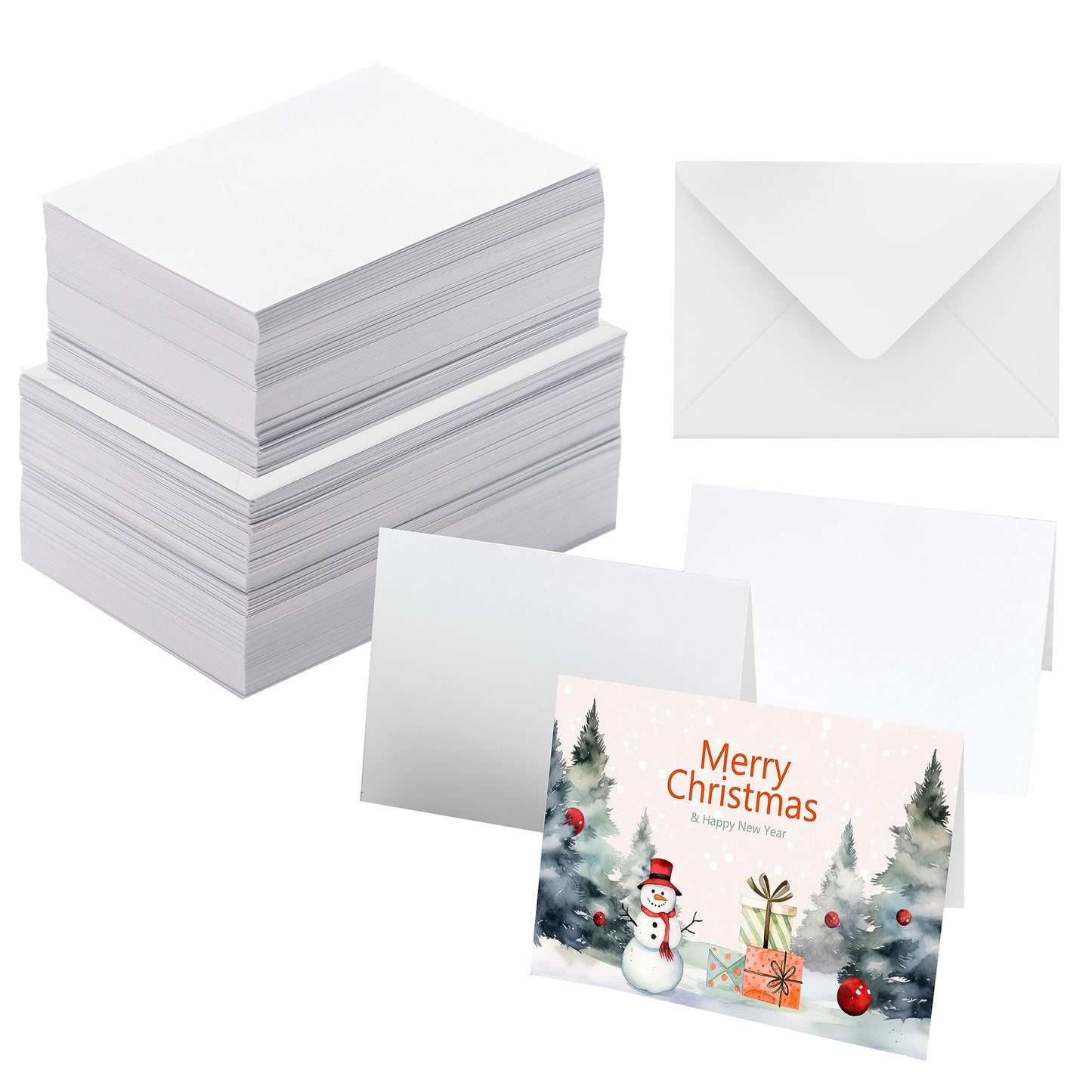 50 Pack Blank Watercolor Cards with Envelopes, 140lb Heavyweight 100% Cotton, 4 x 6 Inch Foldable for Painting or Card Making, Perfect for Christmas,