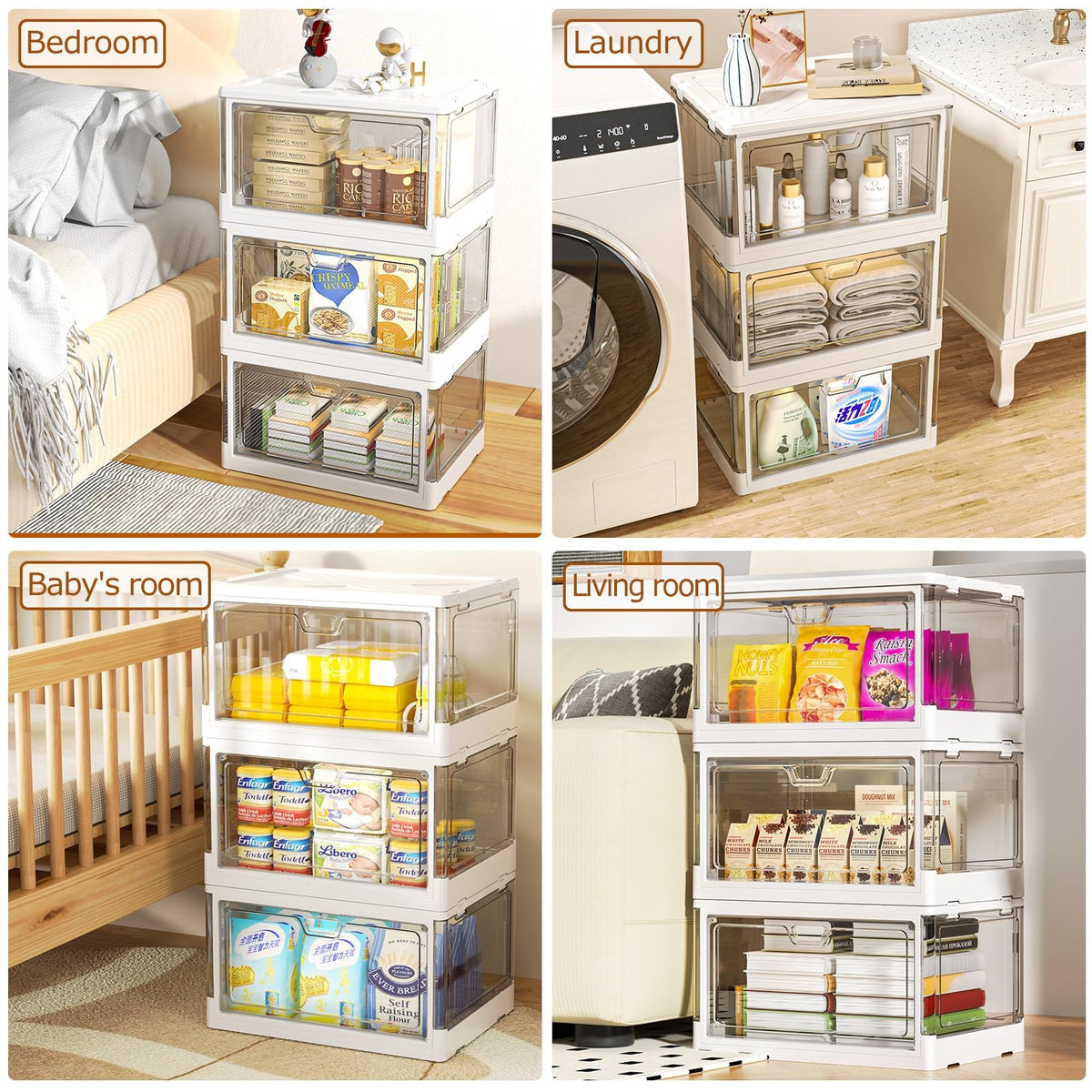 TidyTrove Storage Boxes with Lids - 25L*3 Plastic Storage Box with 3 Lids, Stackable Storage Boxes, Storage Drawers, Large Storage Box with Lids for