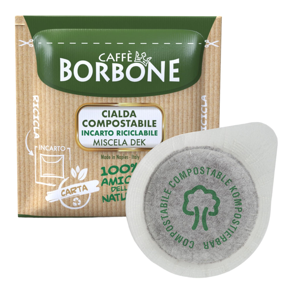 Caff? Borbone Compostable Pod, Dek Decaffeinated Coffee Blend - 150 Pads - Compatible with ESE System Paper Pads 44 mm
