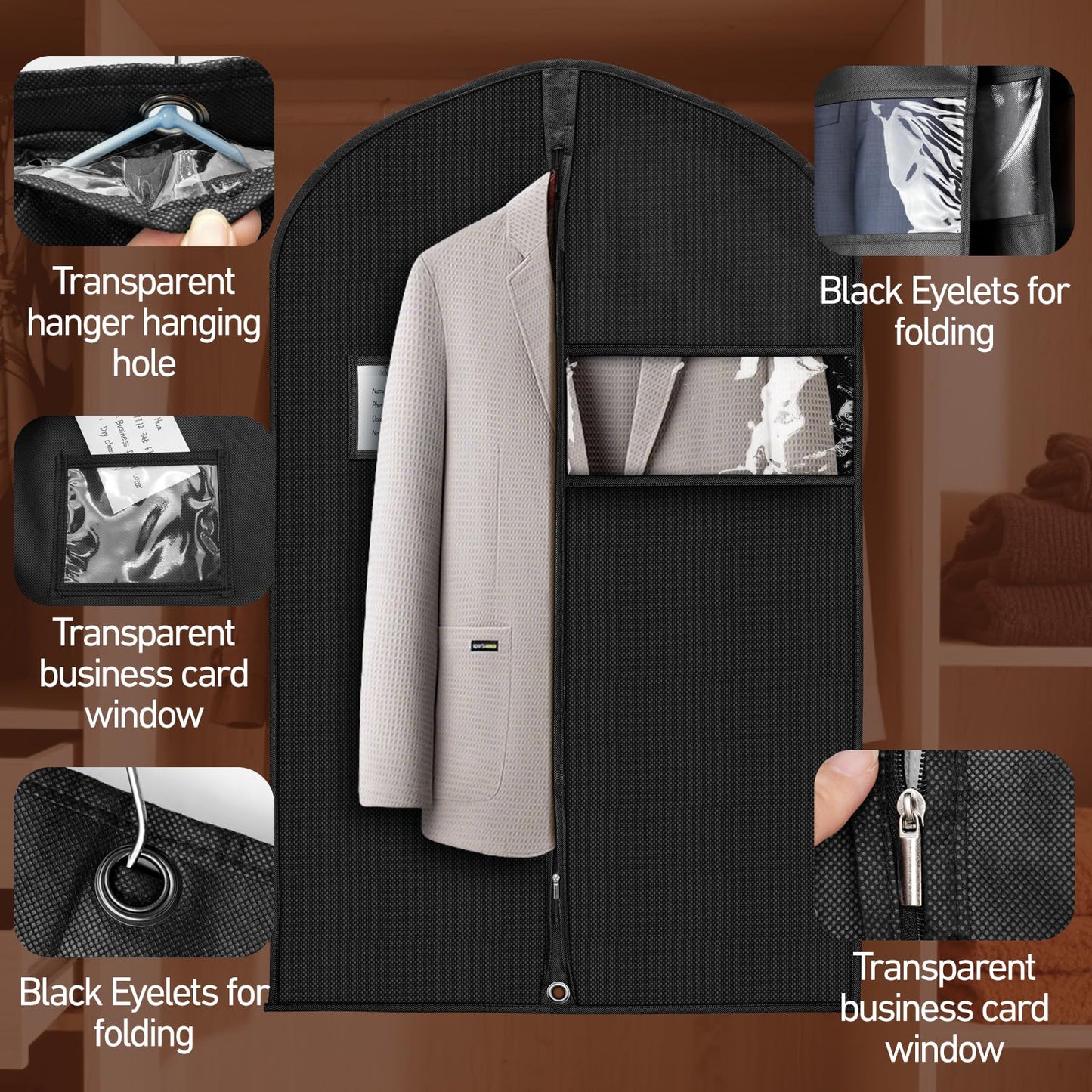 Suit Bagsor Men and Women 2 Pack, 100 x 60 cm Suit Covers with Zip