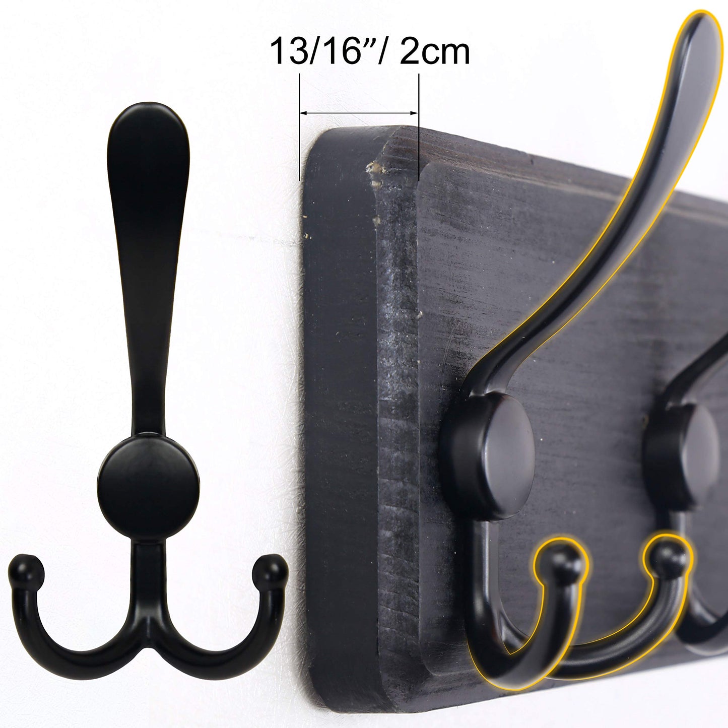 SKOLOO Coat Rack Wall Mounted - 38.3'' Long, Wooden, Heavy Duty, Rustic Coat Hooks for Wall, 16'' Hole to Hole