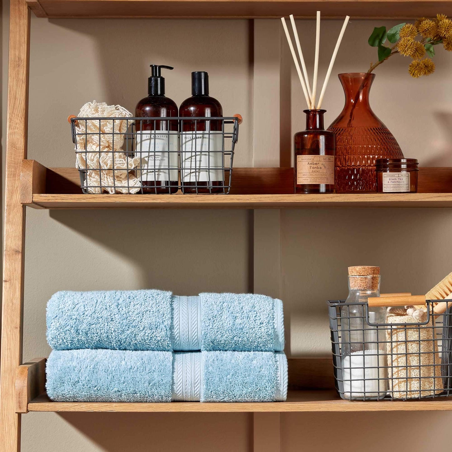 Christy Renaissance 2 Bath Towels Set | Soft Chambray Blue | 100% Egyptian Cotton Pile | Luxuriously Soft and Super Absorbent | 675 GSM