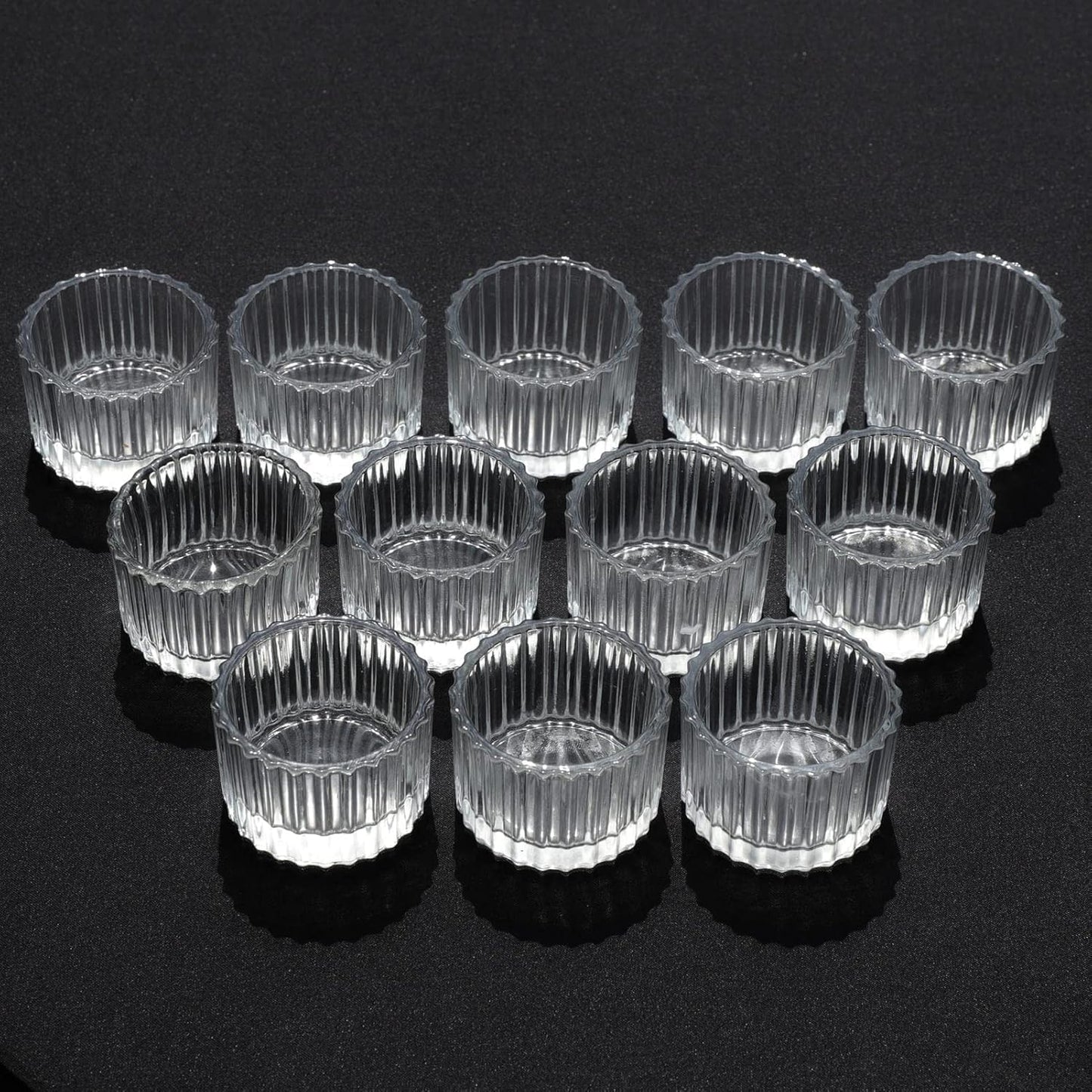 Vohocandle Glass Tealight Holders Set of 24, Clear Tea Light Candle Holders for Table Centrepiece, Weeding Tea light Holders with Ribbed Glass for