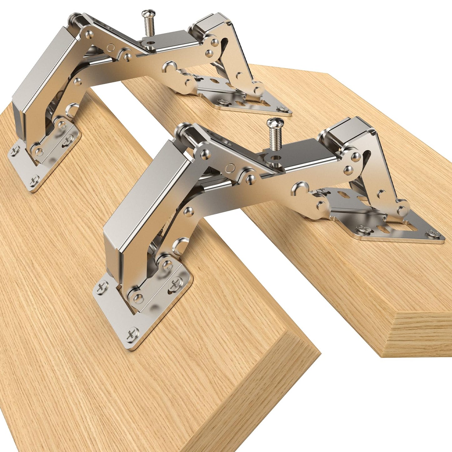 Furniware 2 Pack 170 Degree Soft Close Cabinet Hinges, Slow Smooth Frameless, Hidden Concealed Door Hardware, Surface Mount, Lid Support Trap Door,