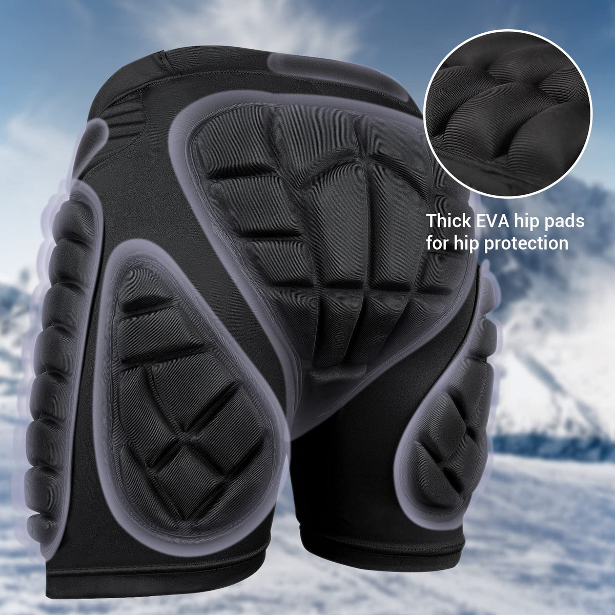 Cienfy 3D Hip Protection Eva Butt Pads Protective Padded Shorts Crash Pad Impact Gear for Skiing Skating Snowboarding Skateboarding (X-Small)