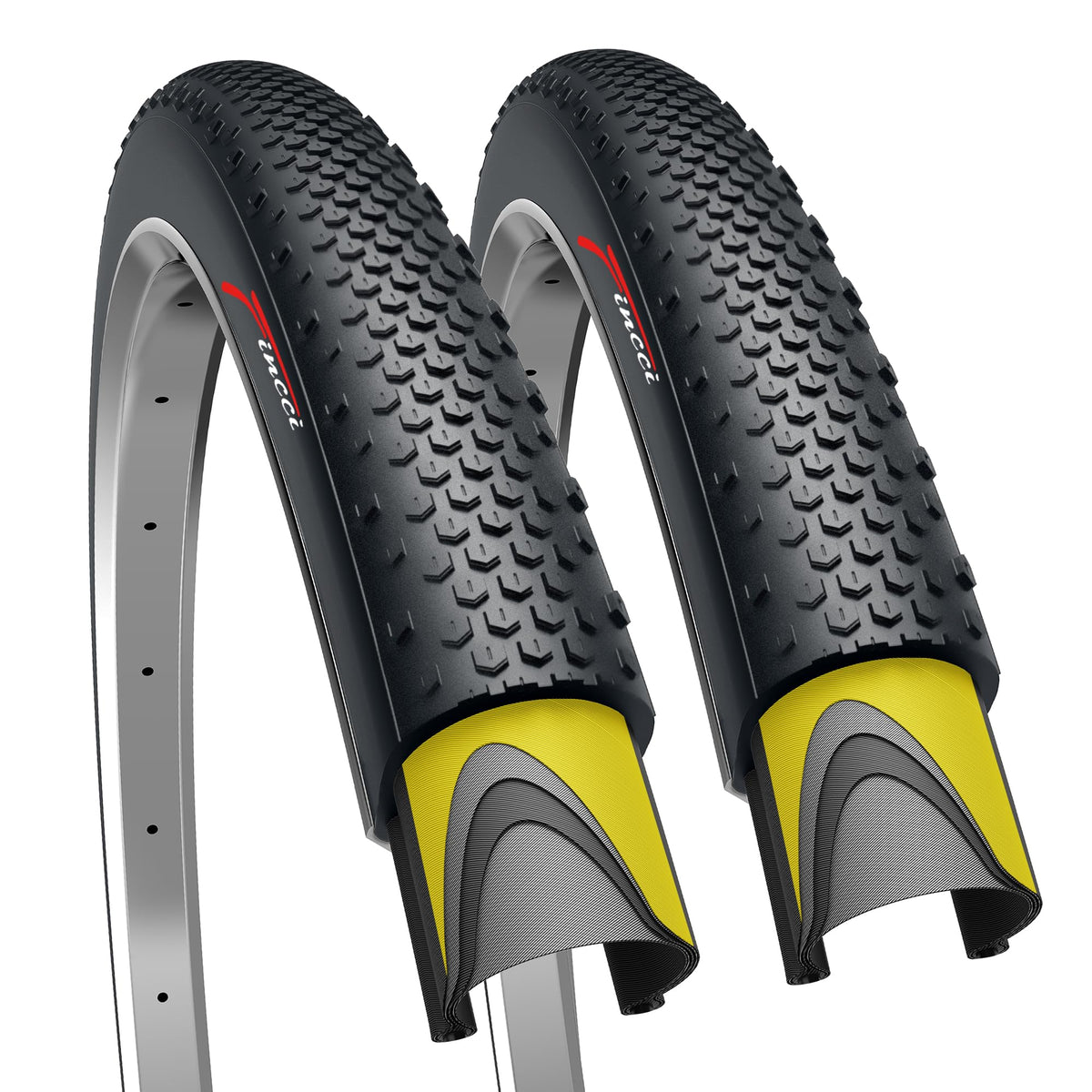 Fincci 700 x 38c Foldable Tyre 40-622 with 1mm Antipuncture Protection for Gravel Cycle Electric Cyclocross MTB Cross Hybrid Bike Bicycle