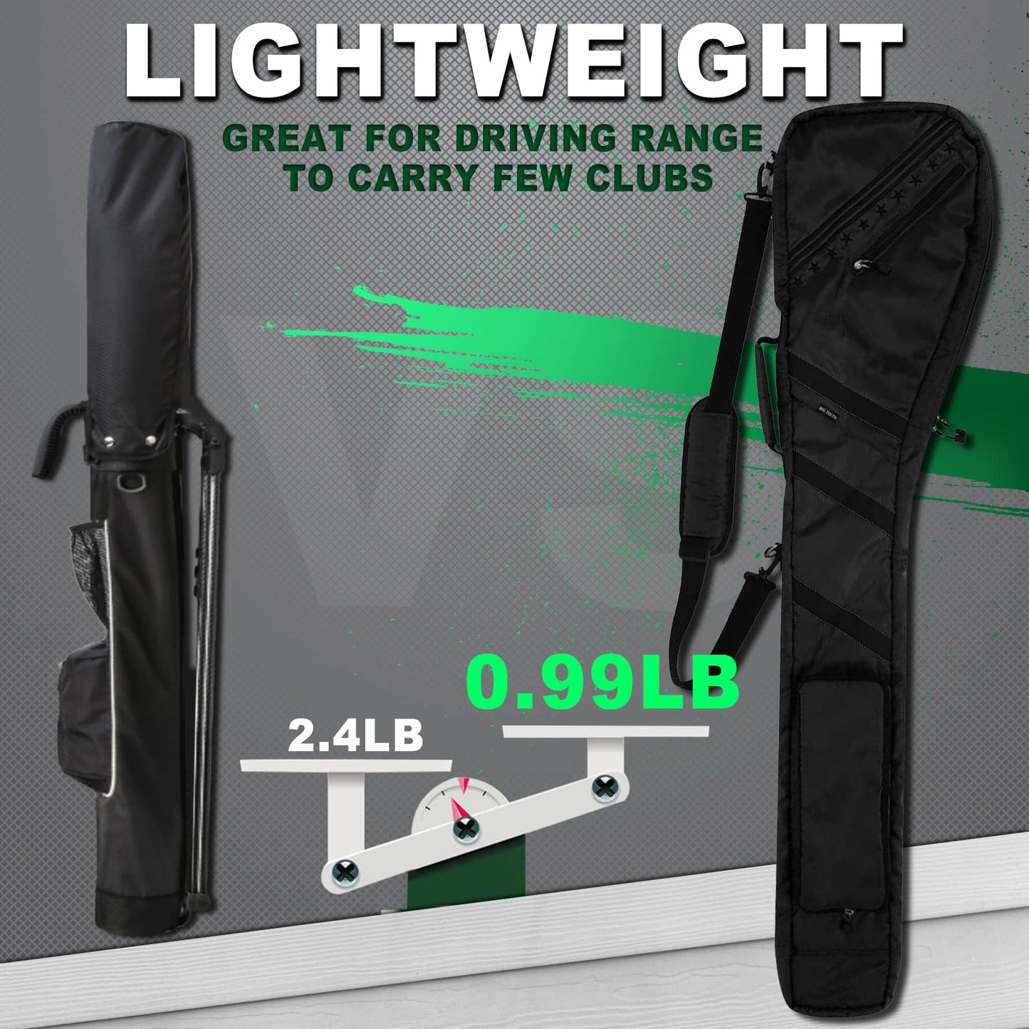 BIG TEETH Golf Carry Bag Lightweight Travel Bag Case Golf Club Sunday Bag Waterproof Multi Colors (Black)