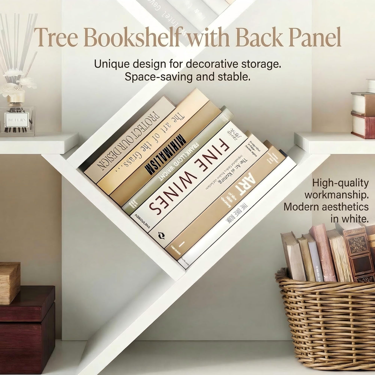 IRONCK White Bookshelf with 2 Drawers & Wheels, Cube Bookcase 100x32x104 cm