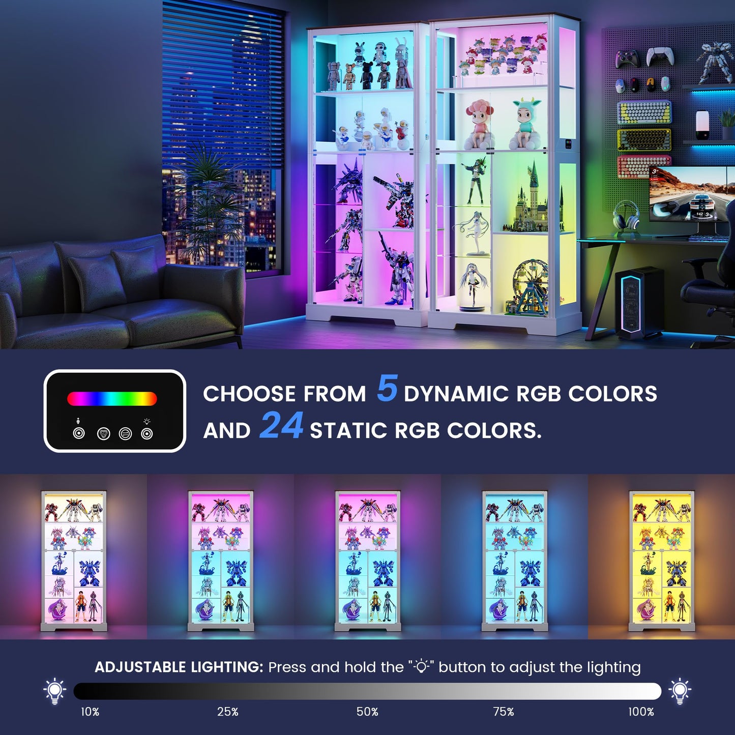 180cm Display Cabinets with RGB Lights and Human Sensing for Living room