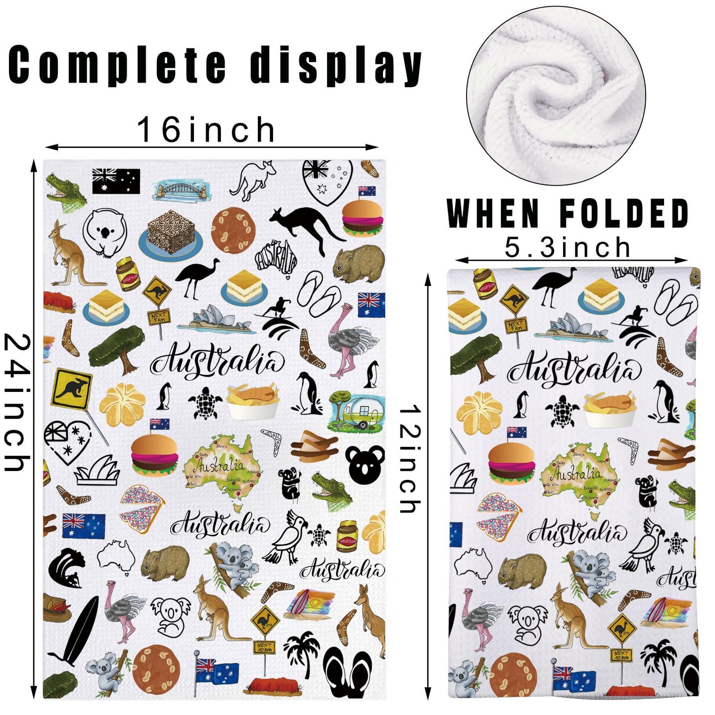 MYSOMY Australia Kitchen Towel Australian Kitchen Decor Australia Themed Gifts Australian Dish Towel Australia Housewarming Gift (Australia UK)