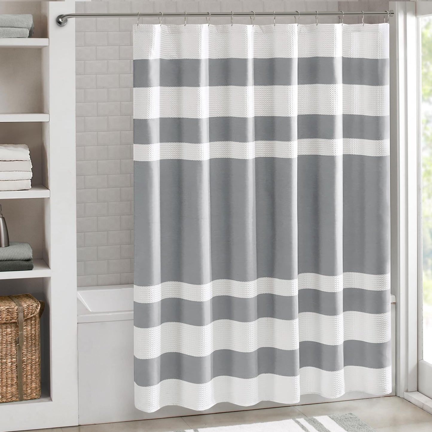 Madison Park Shower Curtain, Grey, 108x72