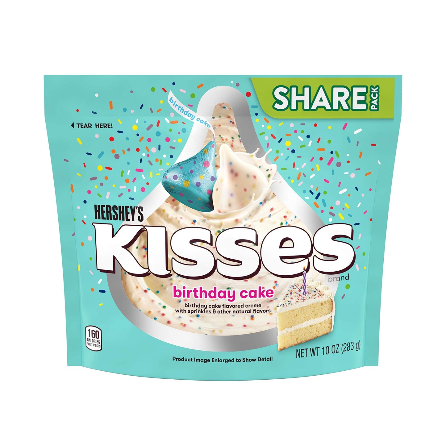 HERSHEY'S Kisses Birthday Cake Flavored with Sprinkles Candy Bag, 10 Oz