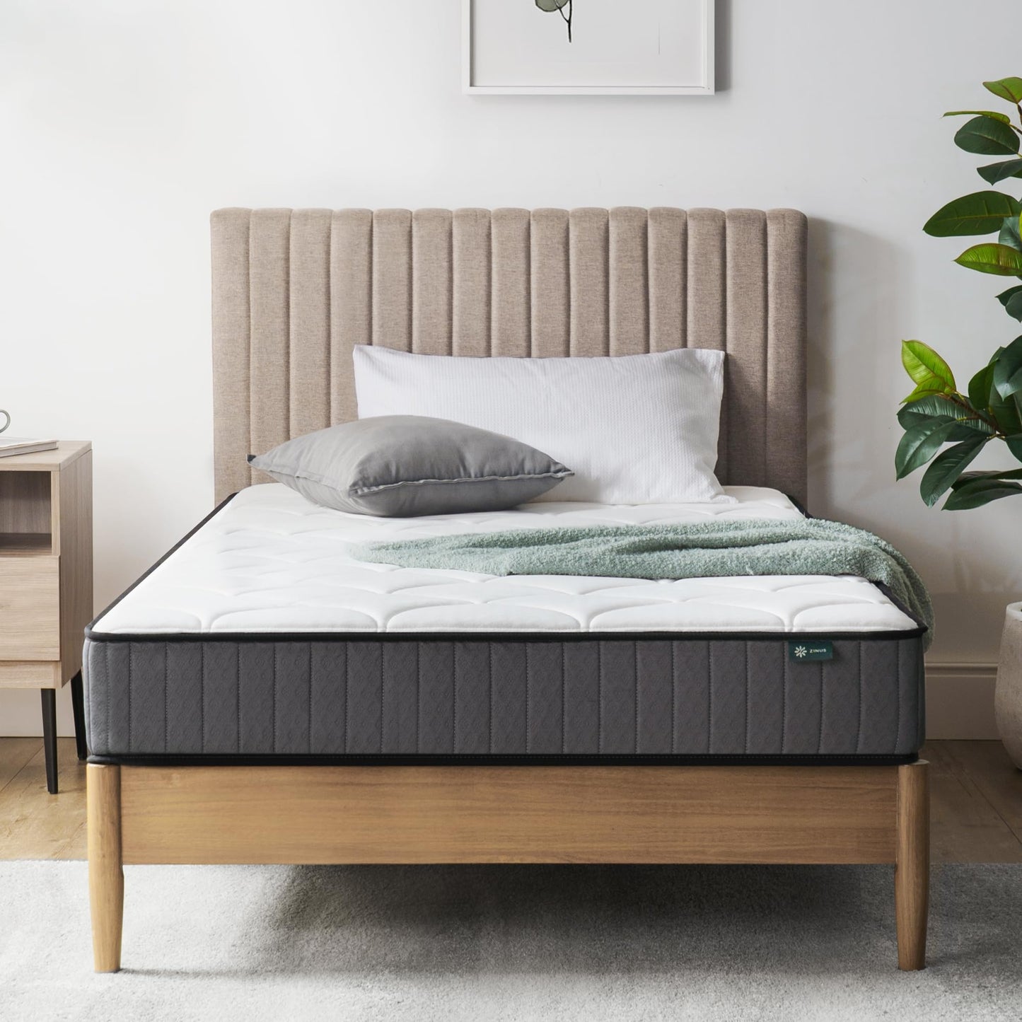 Zinus Single Mattress - Pocket Spring & Memory Foam Mattress - 90x190cm/3x6.2ft - Height 20cm/8in - Medium Firmness - Skin-friendly Hybrid Mattress -