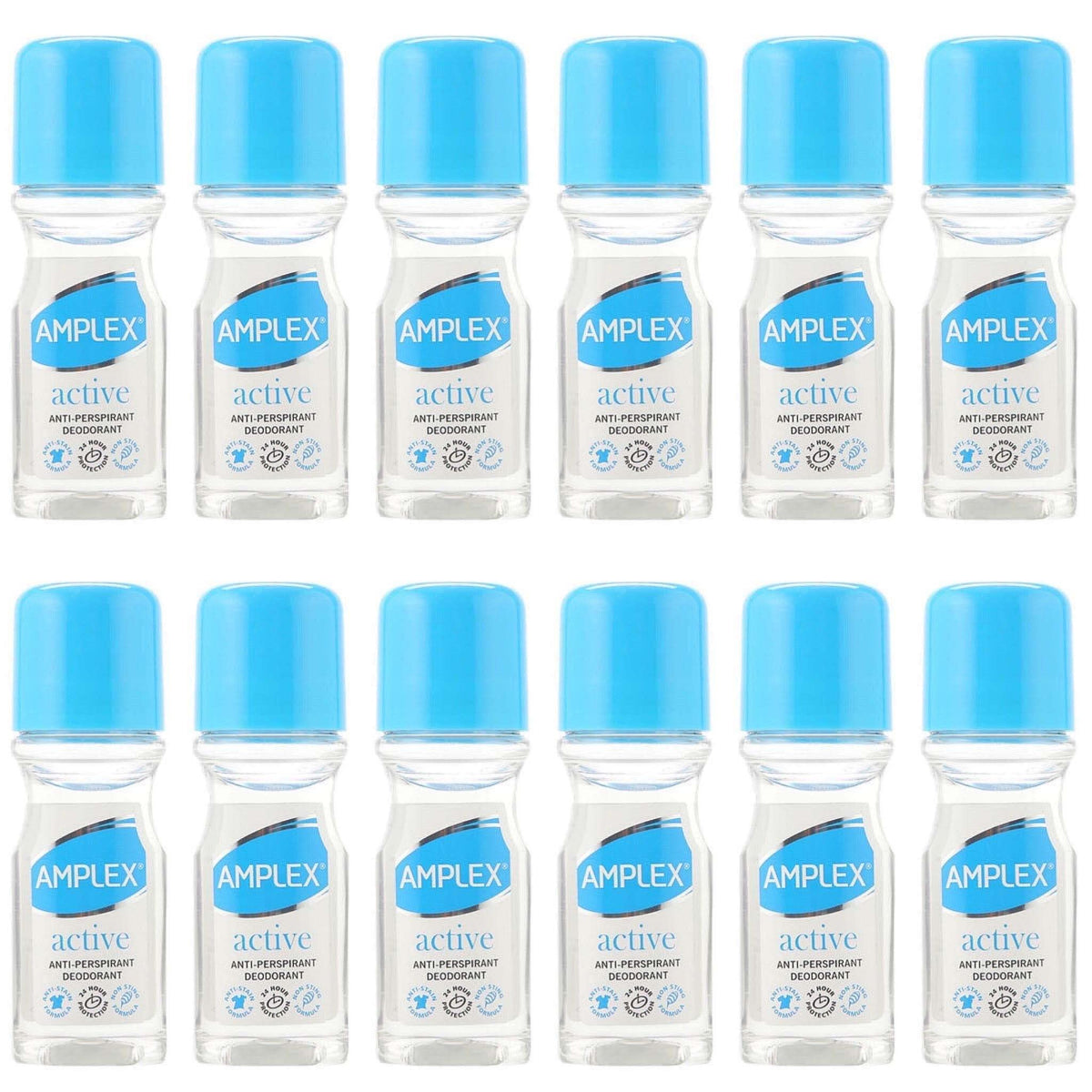Amplex Active AntiPerspirant Deodorant Roll-On 50ml | 12 Pack