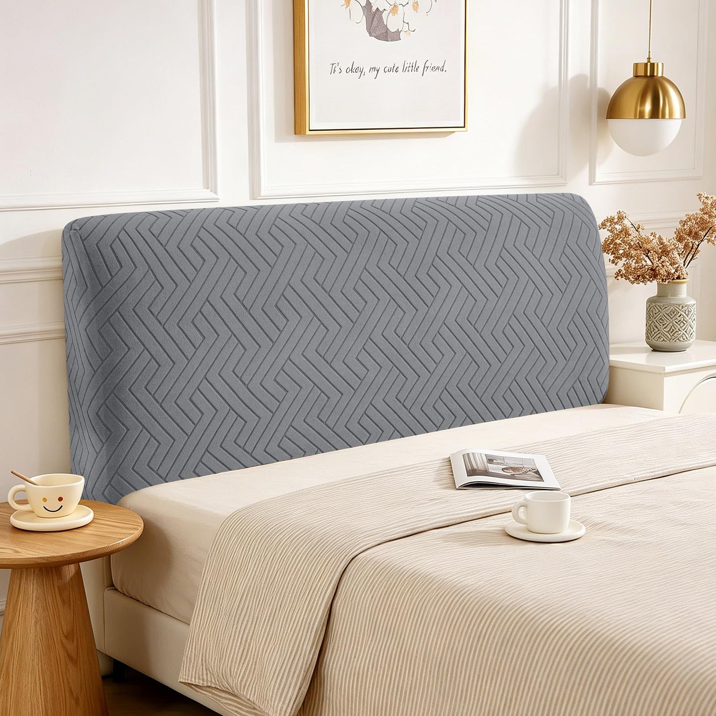 CYCMACO Elastic Bed Headboard Cover, 200 cm, Soft Stretch Bed Headboard Cover, Dustproof Bed Headboard Covers, Modern Bed Headboard Cover, Universal